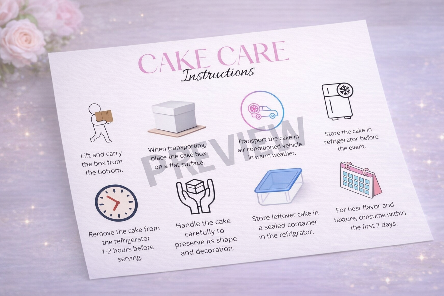 Cake Care Instruction-Card PDF